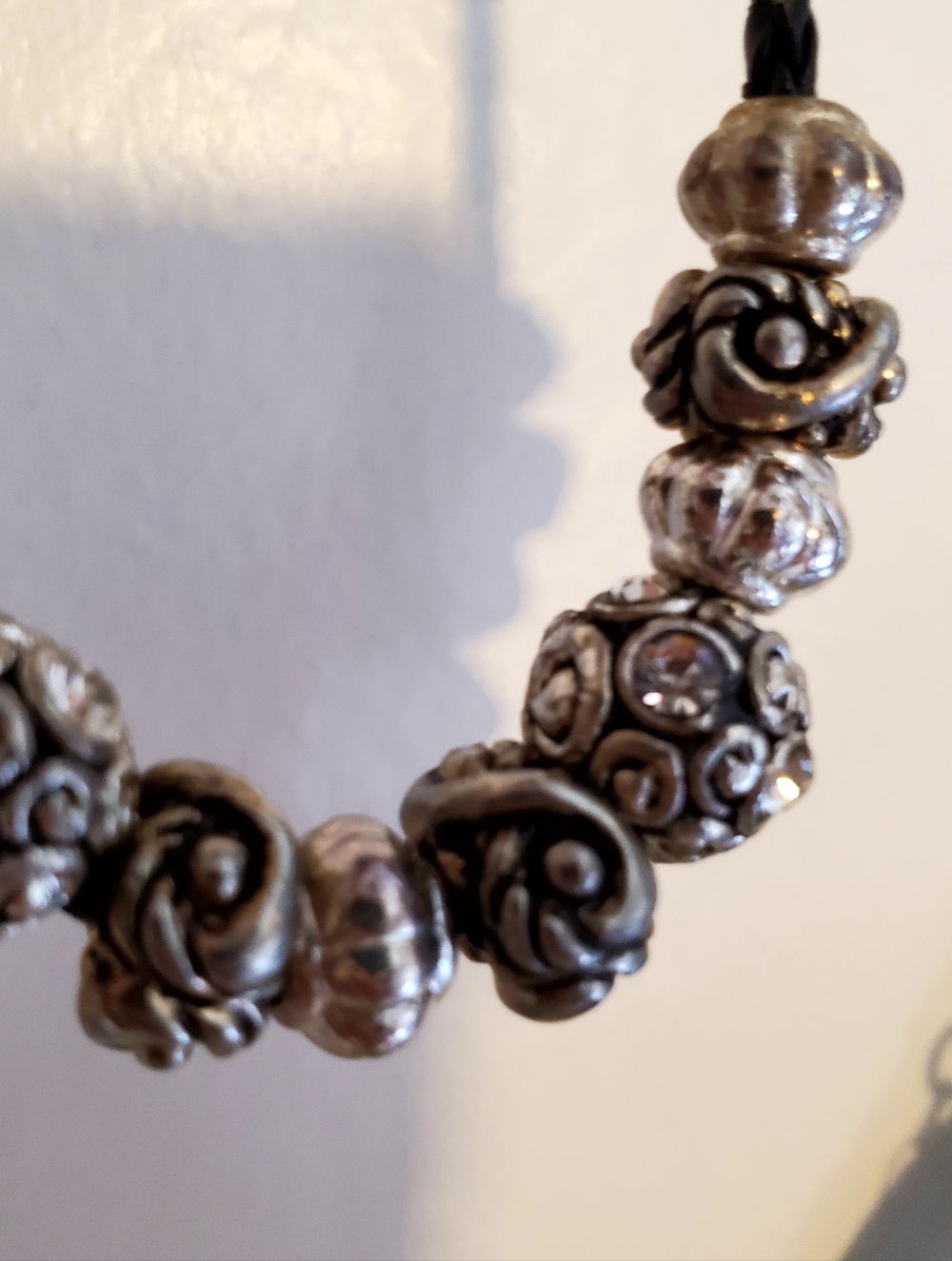 Black‎ Braided Necklace With Crystal Faux Silver Necklace Jewelry Women - Picture 2 of 11